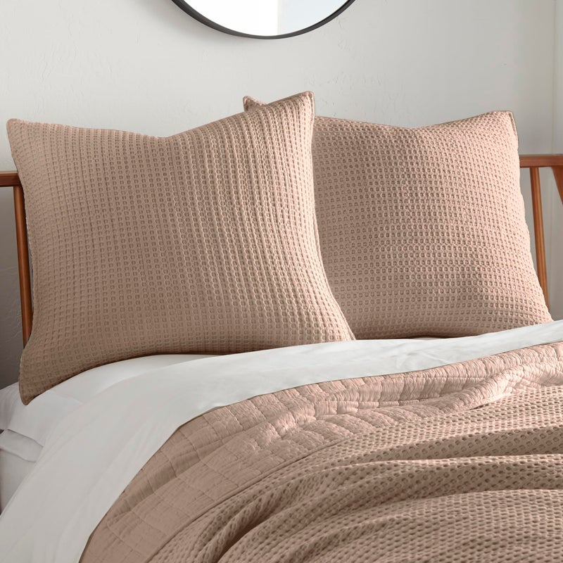 Levtex Home - Mills Waffle - Euro Sham (Set of Two) - Blush - Sham Size (26x26in.)  No Insert - Image 2